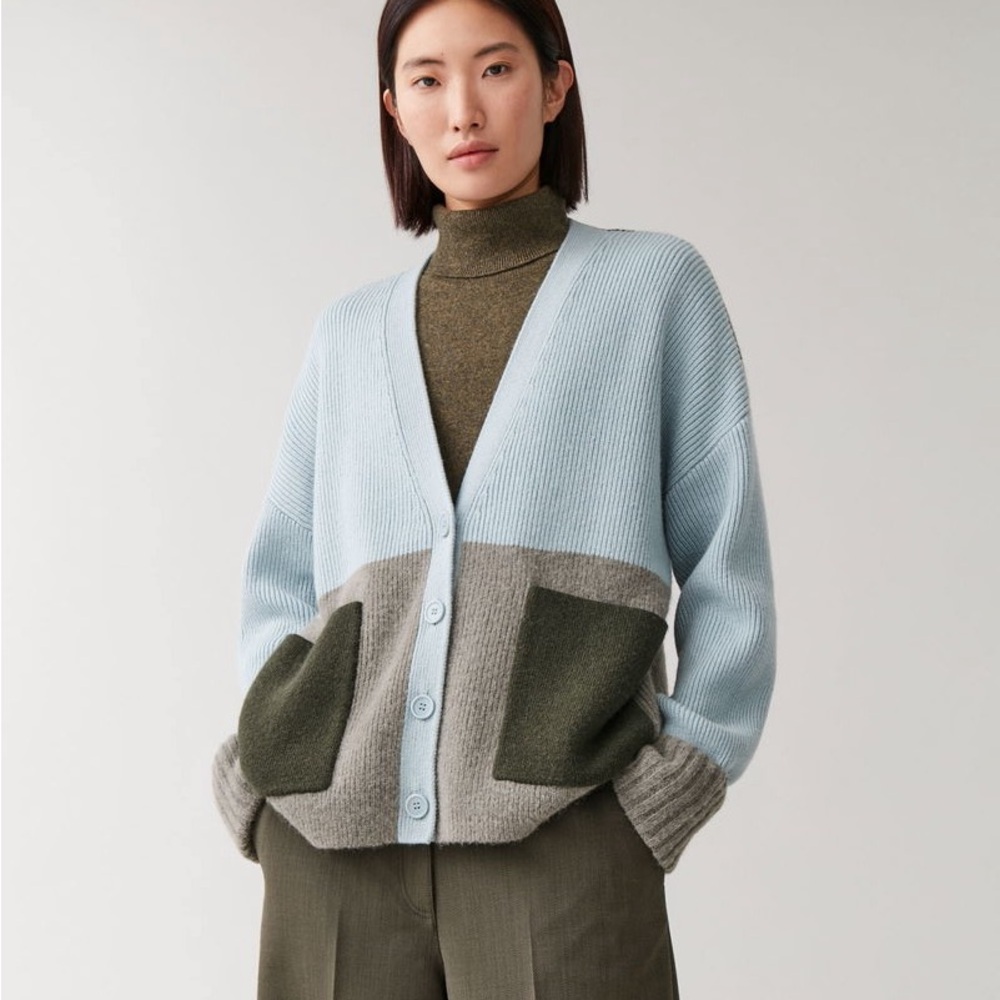 COS Oversized Wool-Alpaca Color block‎ Cardigan